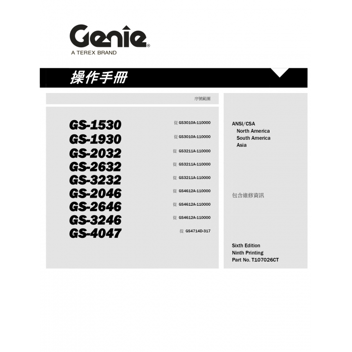 GENIE 高空車操作手冊-符號與危險圖像定義
